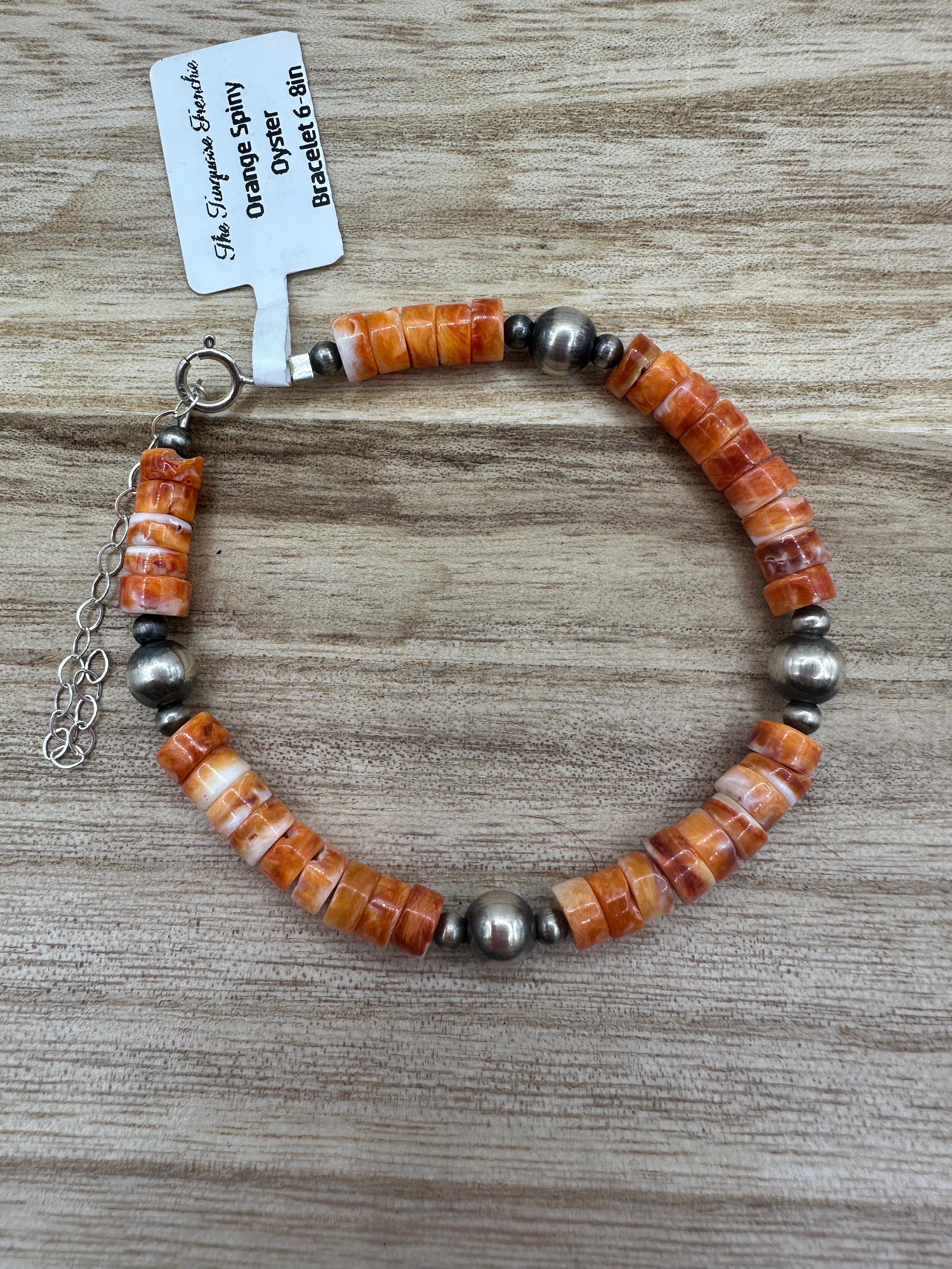 Orange Spiny Oyster Bracelet 6-8in
